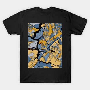 Chesapeake Map Pattern in Blue & Gold T-Shirt